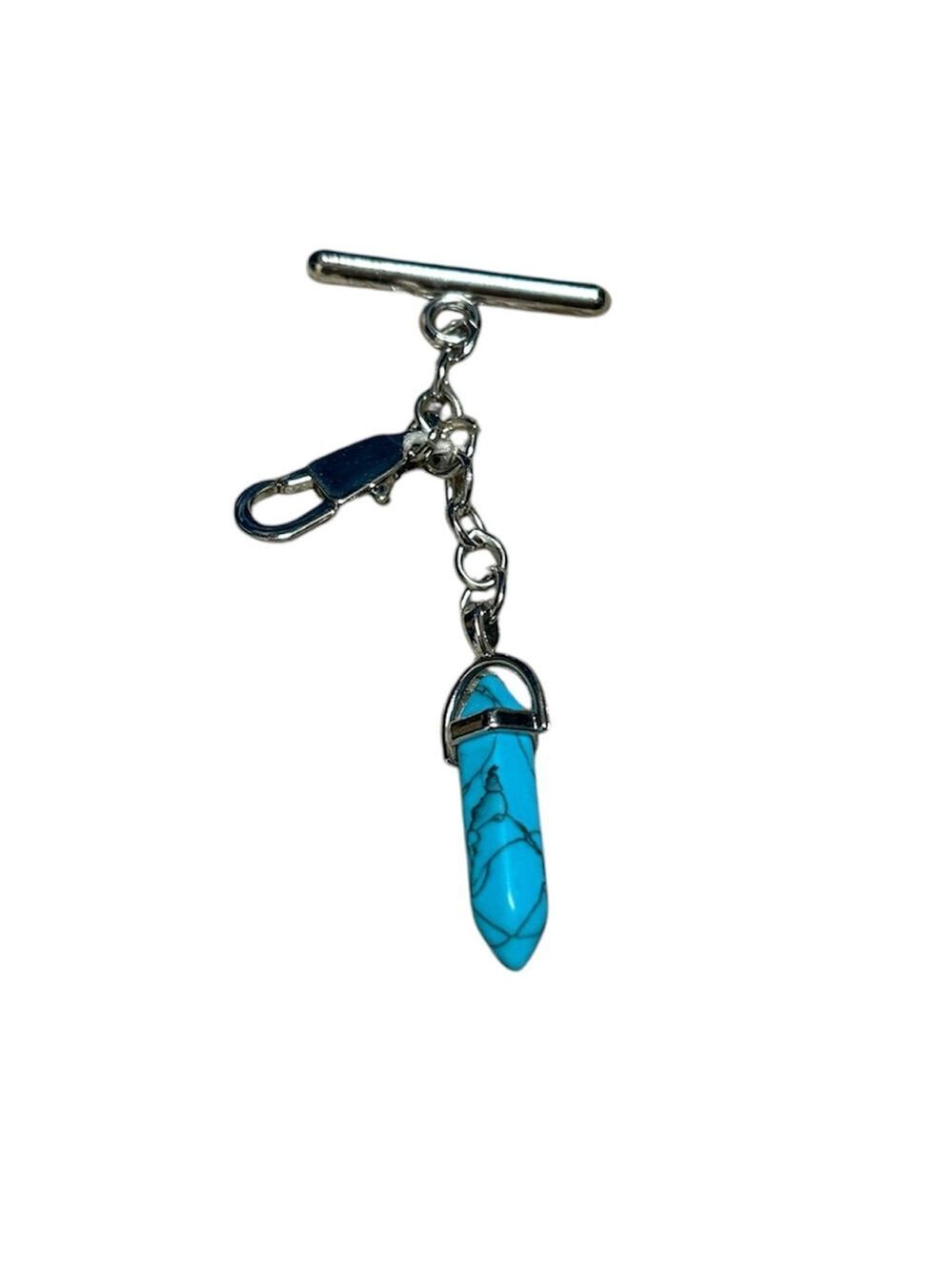 NEW turquoise bag charm for grommet or bag clip silver tone hardware unbranded